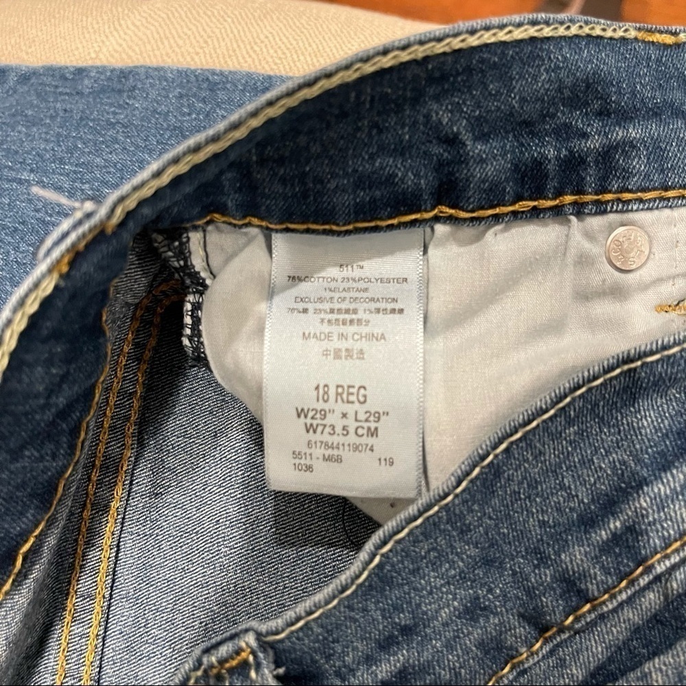 Levis 511 Medium Wash 511 Straight Teens Denim Blue Jeans 18 Regular Size 29x29 - Picture 5 of 12